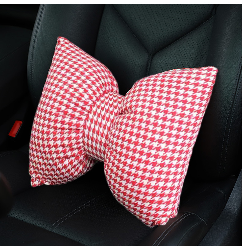 Car Headrest Neck Pillow Fashion Houndstooth Car Headrest Waist Cushion Creative Car Comfortable Neck Pillow Pillow