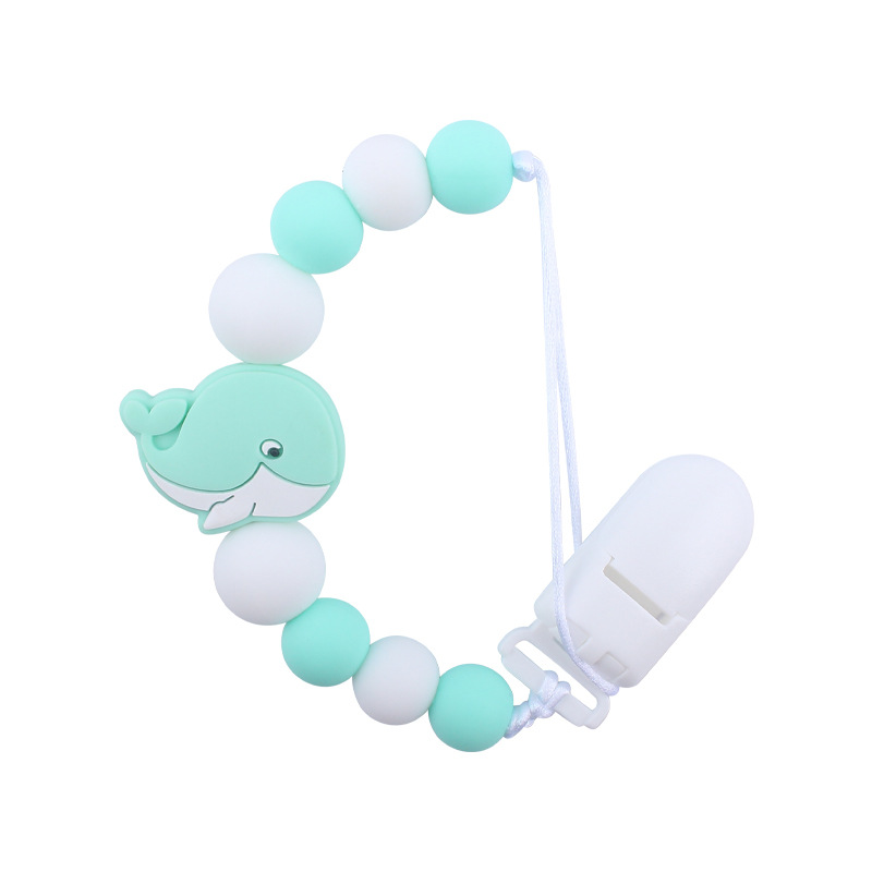 Bebés calmar la cadena de tetas creativas bebés dibujos animados animales ballenas de silicona mordida de dientes molares anti-caída cadena nueva