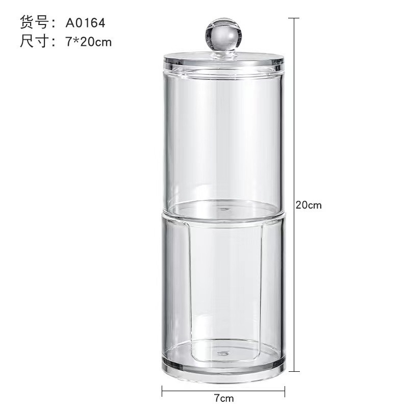 新製品在庫あり透明ダイヤモンドパターン綿棒竹カバー PS ポータブルラウンドロング組み合わせ化粧綿収納ボックス|undefined