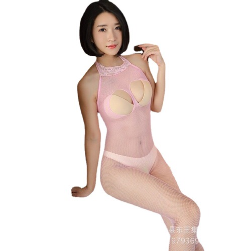 Sexy lingerie, sexy wild temptation, crotch see-through, sexy exposed breasts, flirty one-piece fishnet stockings, one-piece fishnet clothing for women