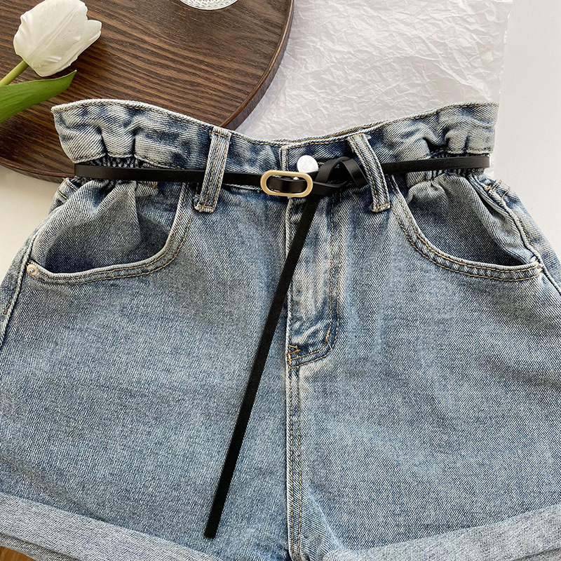 Nuevo cinturón de mujer hebilla cuadrada cinturón sin agujeros camisa de vestir de moda de mujer Cinturón fino de todos los partidos cinturón ajustable pantalones cinturón