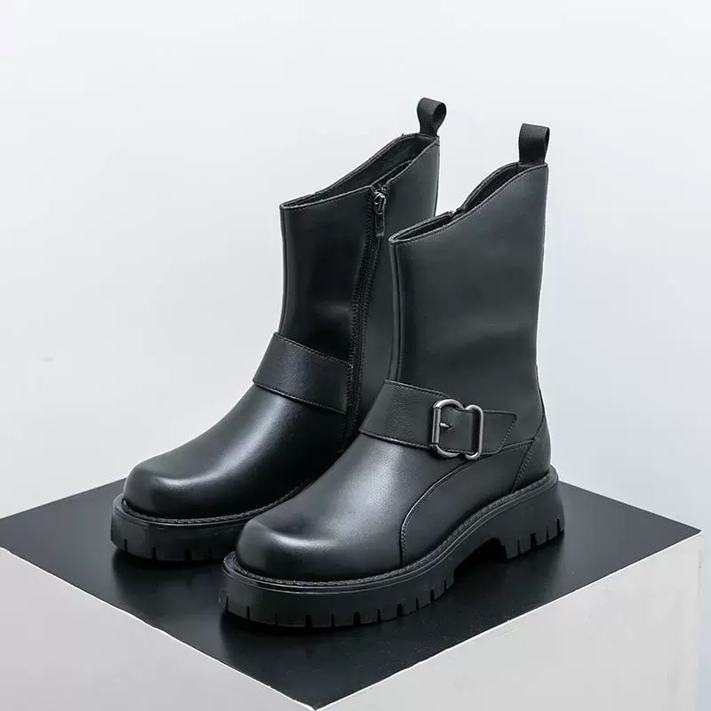 Ботинки (Martens) высокие челси на платформе, английский стиль, массивная подошва