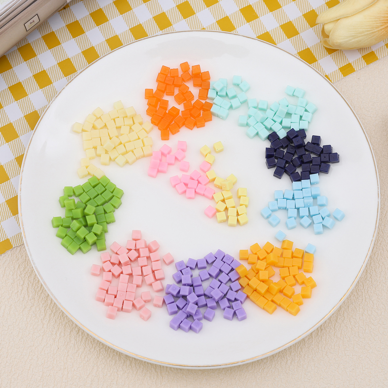 0.5cm Small Miniature Simulated Coconut Fruit Pieces Square Candy Blocks DIY Food Toys Handmade Desserts Mini Candy Accessories