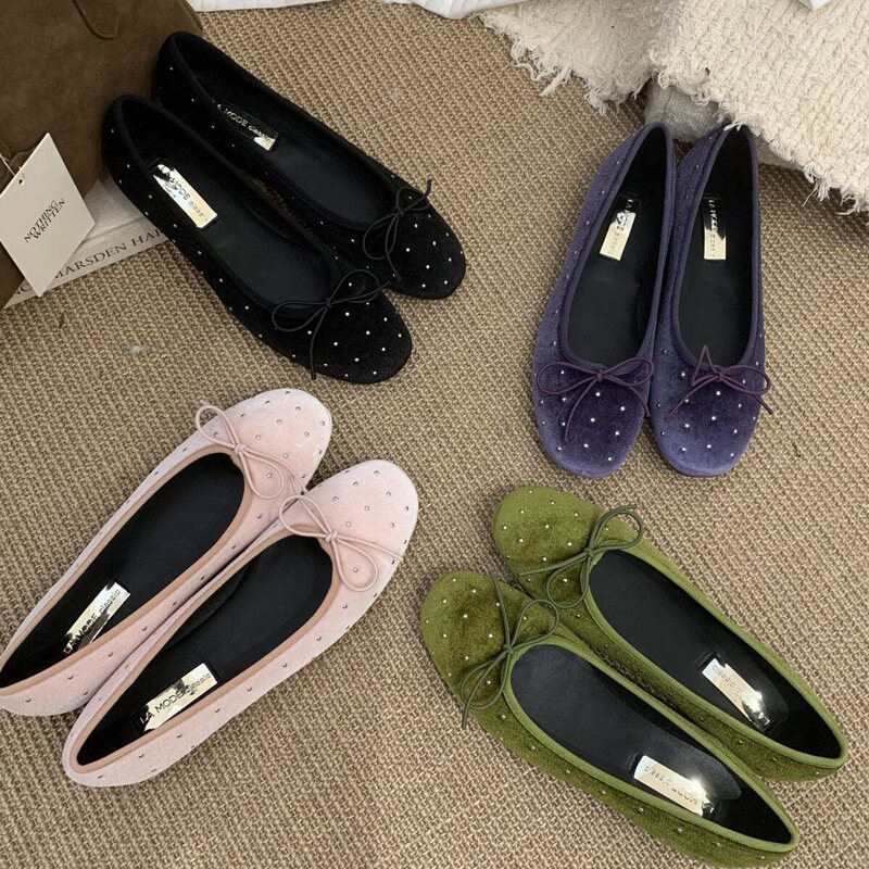 2026 Korean-Style Sweet Round-Toe Shallow Slip-On Flat Shoes for Women with Bowknot, Ballet Shoes, Loafers 2026 Korean-Style Sweet Round-Toe Shallow Slip-On Flat Shoes for Women with Bowknot, Ballet Shoes, Loafers