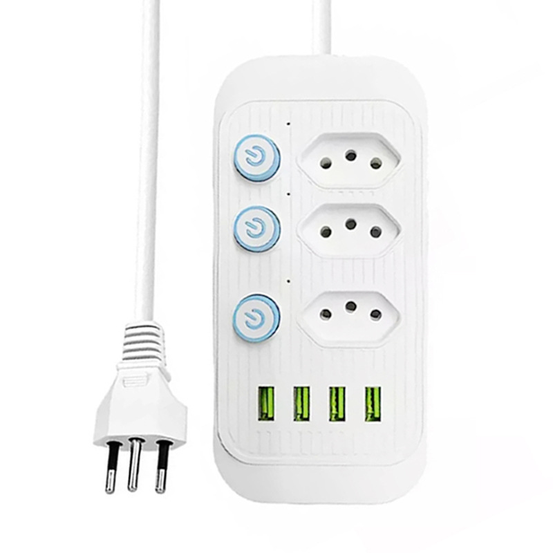 Suministro directo de comercio exterior Placa de conexión de enchufe estándar de Brasil con 4 placas de remolque de interruptor independiente USB