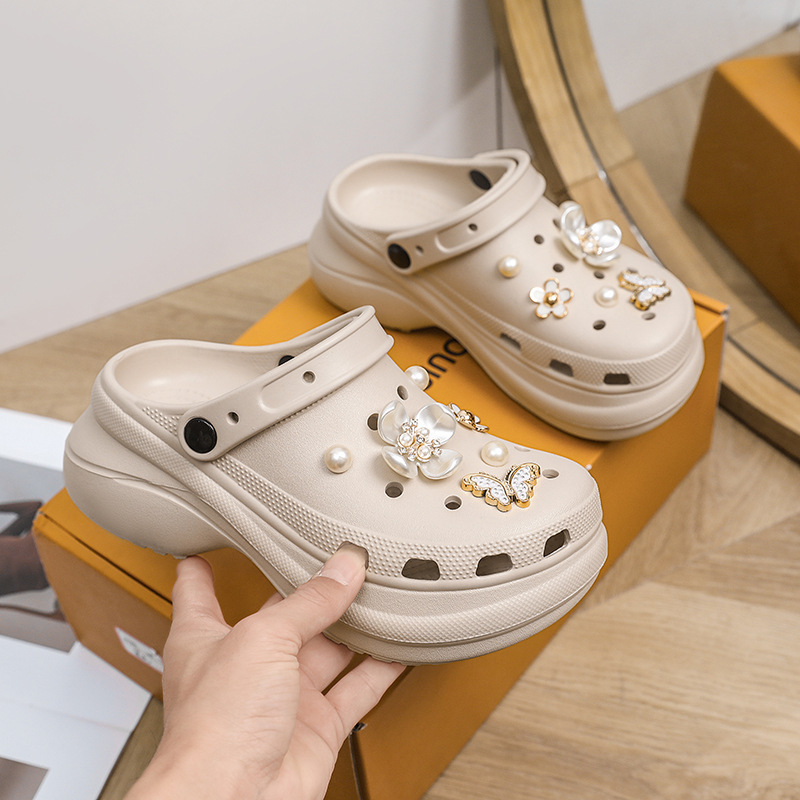 Summer New Style Pearl Bowknot Clogs for Women, Shoe Buckle Decoration, Silver Detachable Shoe Flower Accessories, Garden Shoes