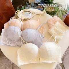 胸が小さい女性向けのレースピーチカップフロントボタン下着、滑り止め、大きな美しい背中の女の子向けの日本のセクシーなブラジャー