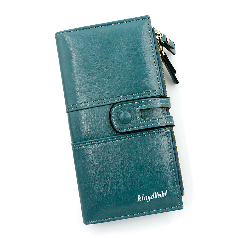 Nueva billetera larga de las mujeres de moda simple estilo coreano de gran capacidad hebilla cremallera bolsa de embrague multi-Tarjeta billetera