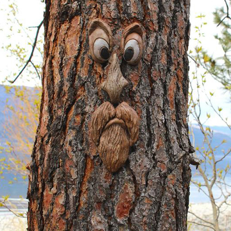 Cross-Border Easter Bark Luminous Tree Face Tree Monster Facial Features Resin Ornaments Garden Outdoor Creative Decorations