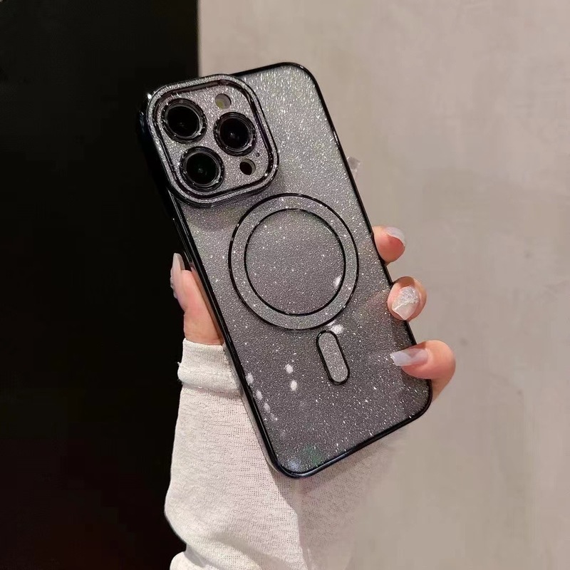 iPhone15proMAXに適した新しいモデルグリッターグラデーション磁気充電携帯電話ケースApple 13オールインクルーシブ落下防止|undefined