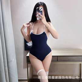大码情趣内衣连体衣泳装死库水性感薄透明牛奶丝吊带紧身衣泳衣