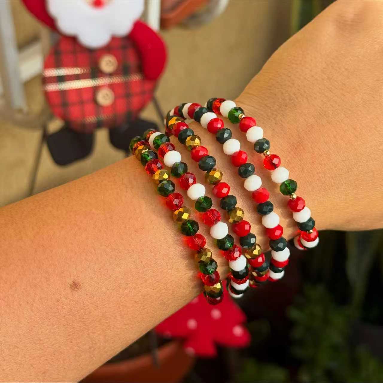 Europa y los Estados Unidos nuevos dibujos animados de Navidad Santa Claus árbol de Navidad perlas de color de Navidad una variedad de cuerdas de mano trenzadas opcionales