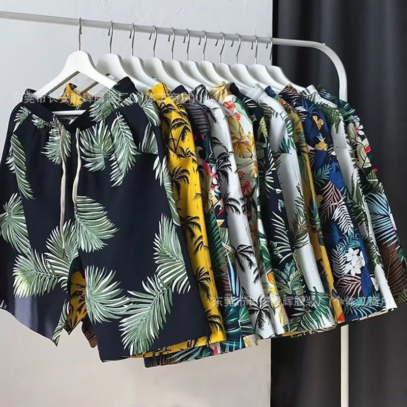 Men's Beach Shorts Vacation Seaside Quick-Dry Loose Thin Five-Point Men's Shorts Sports Casual Floral Pants Wholesale