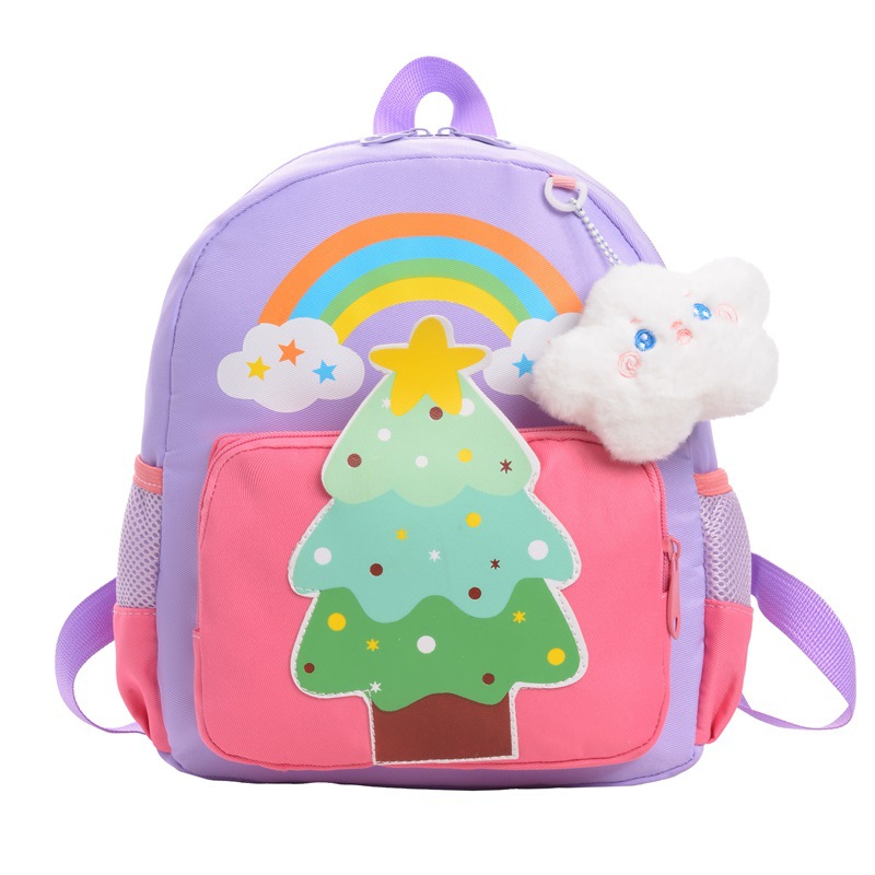 Cartoon Kindergarten mochila de bebé viaje ligero mochila arco iris para niños y niñas colgante de nubes mochila para niños