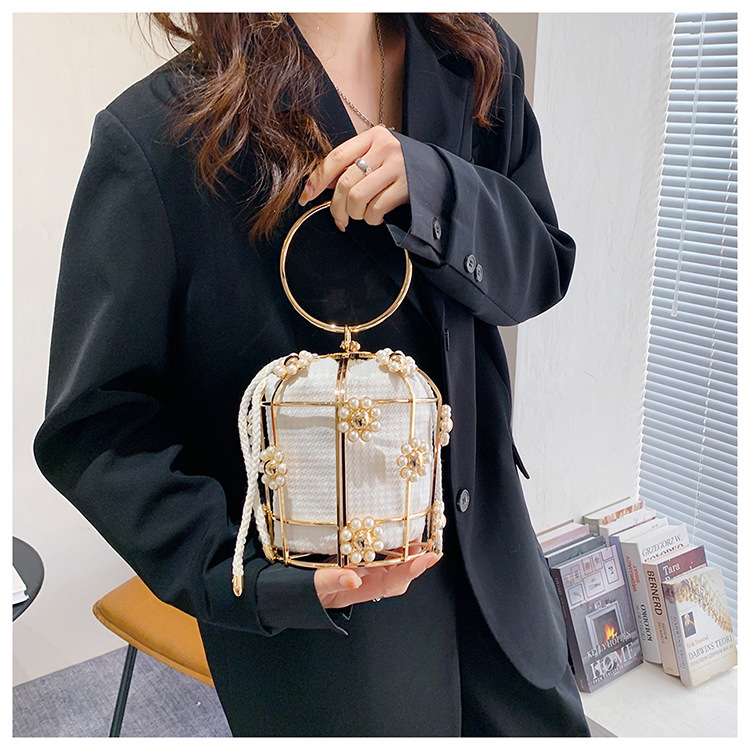 Elegant axelväska med pärlkedja och strass för kvinnor_voghion.com