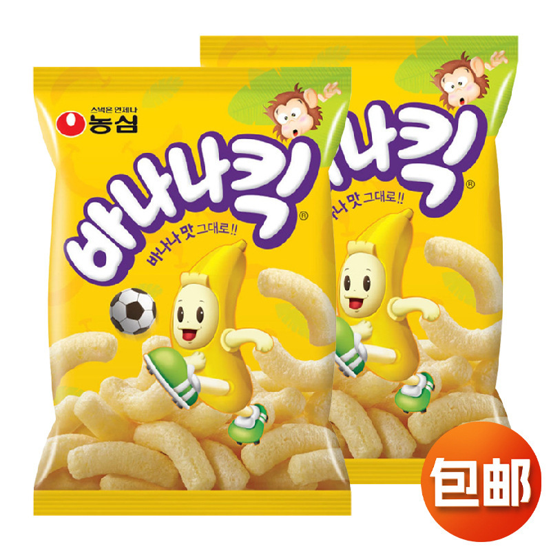 Korean Imported Nongshim Banana Crispy Corn Crispy Snacks Puffed Food for Binge-Watching Leisure and Craving Relief