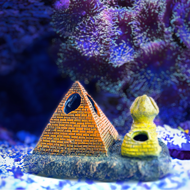Pescado Camarón tortuga mini loro cría olla escape casa pecera paisaje decoración pirámide León estatua decoración resina
