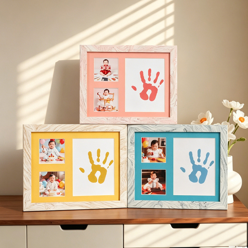 Cross-border pet paw print commemorative photo frame, baby footprint DIY gift, no-wash ink pad, handprint picture frame Cross-border pet paw print commemorative photo frame, baby footprint DIY gift, no-wash ink pad, handprint picture frame