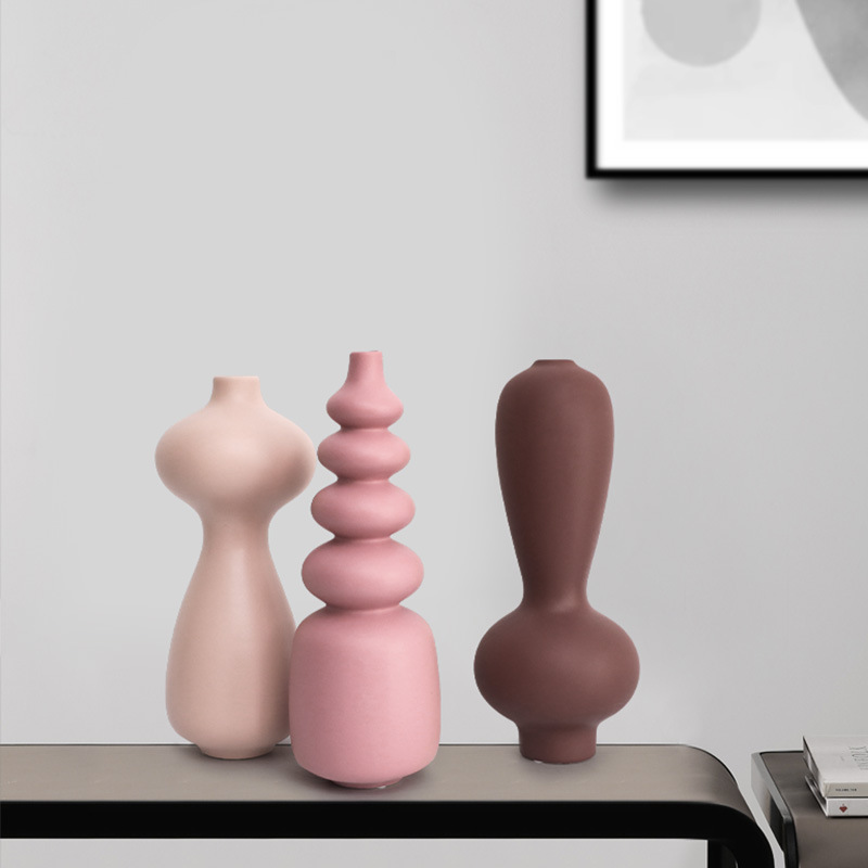 Moderno minimalista colorido florero de cerámica Nordic salón flor modelo Sala ventas muebles oficina ciudad suave decoración adornos