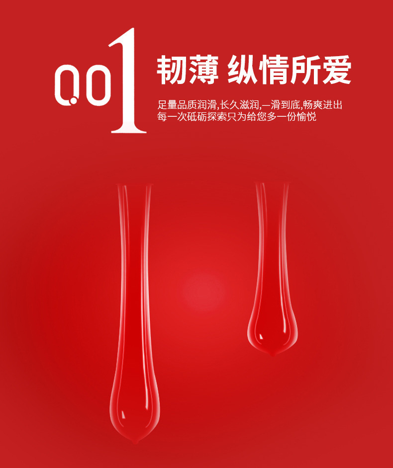 Juncai 001 Ultra-Thin Latex Condoms, Medium, Smooth Surface, 10-Pack — detail image 2