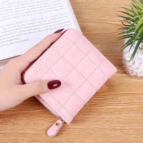 New wallet for women, Korean version, simple mini plaid wallet for high school students, retro short coin purse, card holder, multiple card slots