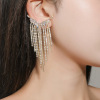 Fashionable zirconium with tassels, earrings, suitable for import, European style, diamond encrusted