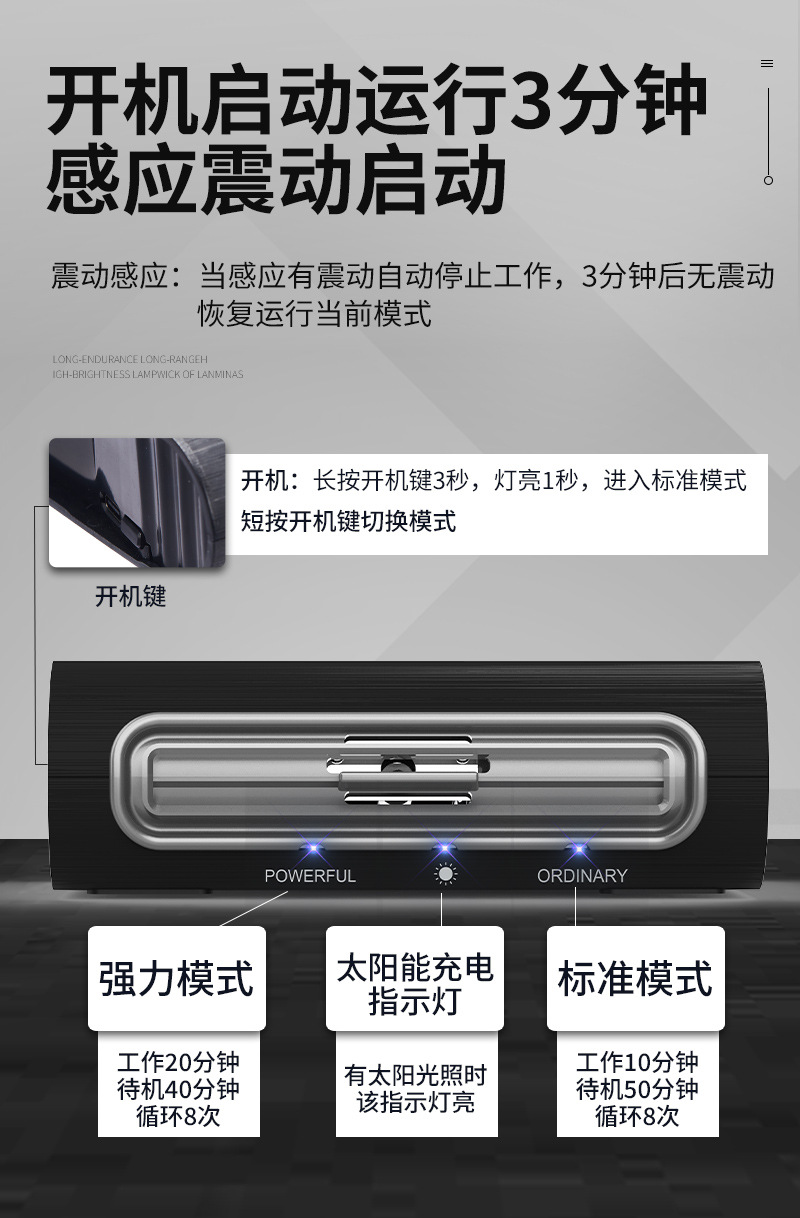 Solar car air purifier automatic operation ozone generator deodorant sterilization disinfection solar charging