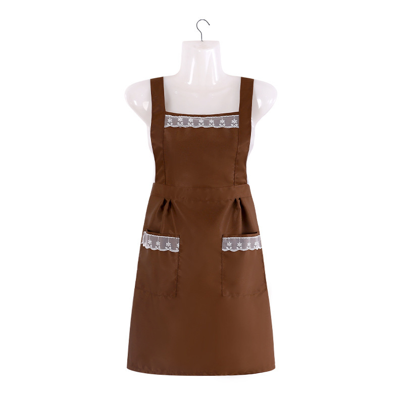 Delantal al por mayor marrón uniforme cintura hogar comercial anti-incrustante y aceite-prueba de las mujeres media princesa vestido de cintura