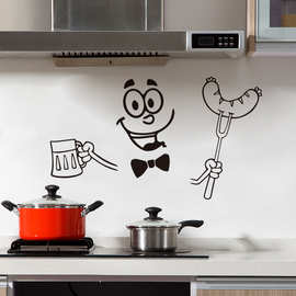 YF013-W 卡通人物厨房贴冰箱贴墙贴纸厨房客厅装饰墙贴自粘墙贴画