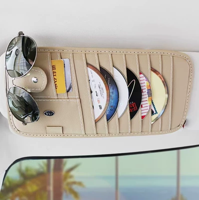 Car CD Clip Sun Visor Cover Multifunctional Card Clip Storage Bag Car Optical Disc Clip CD Bag Car Supplies (Multimediya və saxlama aksesuarları) - elegant-rice-upgraded-glasses-position