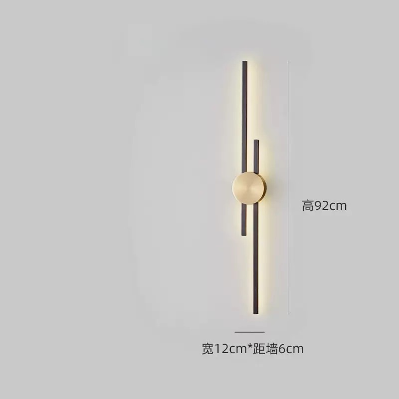 Minima rejilla larga sala de estar luz de fondo de pared de atmósfera Zhongshan minimalista moderna creativa estudio dormitorio lámpara de pared de cabezal de cama