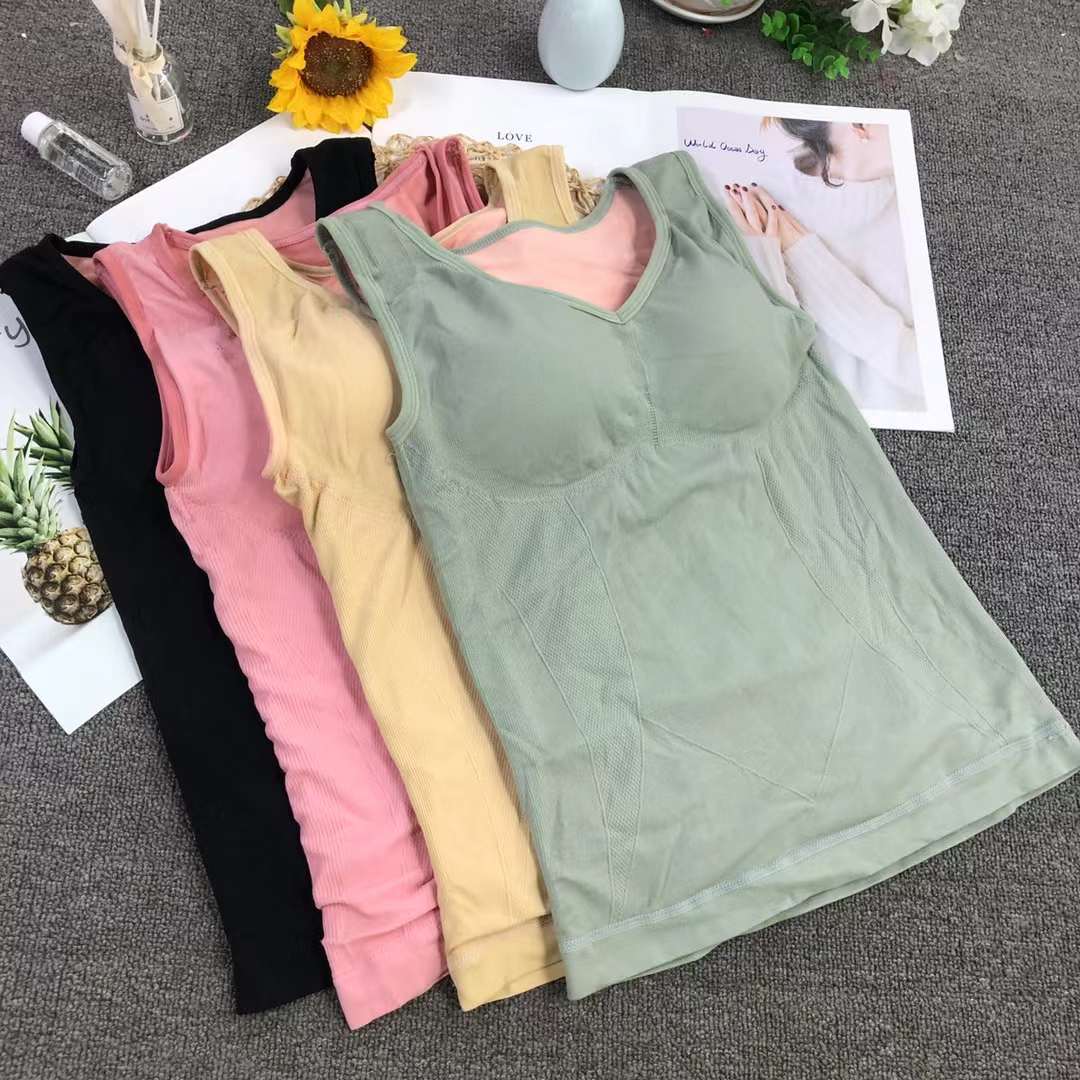 Nuevo chaleco cálido y de terciopelo super elástico, cómodo y cálido con almohadilla de pecho, camisa interior sin marcas gruesas
