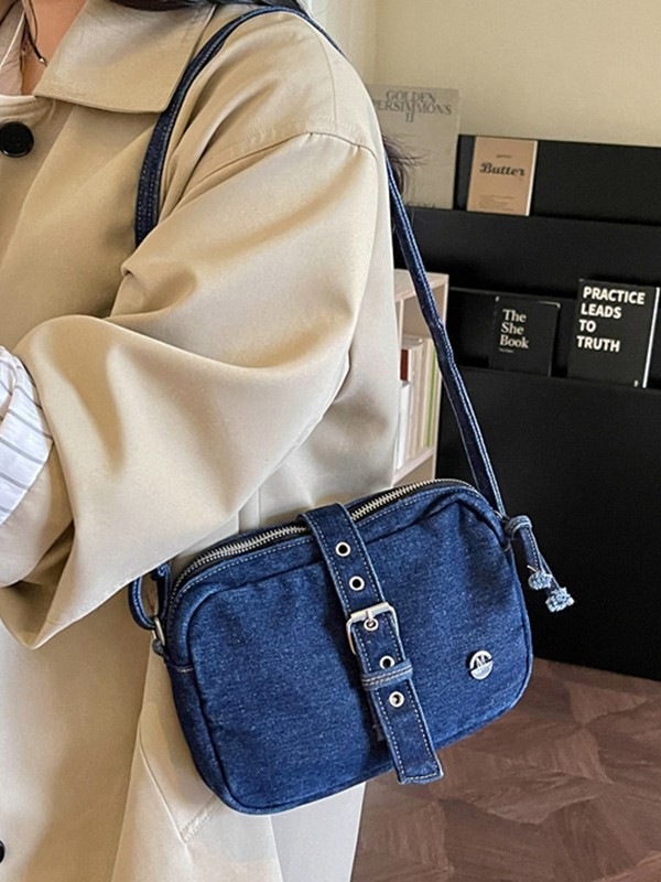 Nicho de diseño transfronterizo de la motocicleta de moda retro bolsas de brazo de galía moda versátil jeans mochila de hombro