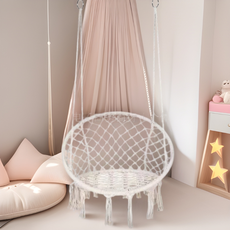 新款儿童秋千吊篮摇摇椅网红流苏秋千椅可折叠悬挂式便携吊篮椅