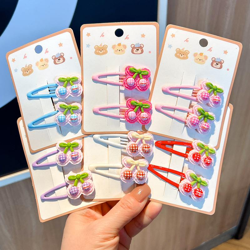 cute children‘s fruit cherry cartoon barrettes girls sweet broken hair bb clip bang clip baby little clip 2026