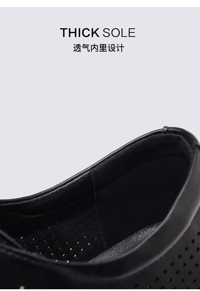 Giày sandal da nam mùa hè buộc dây, đế cao 2 cm, thoáng khí kiểu công sở — Màu nâu, màu đen chi tiết 10