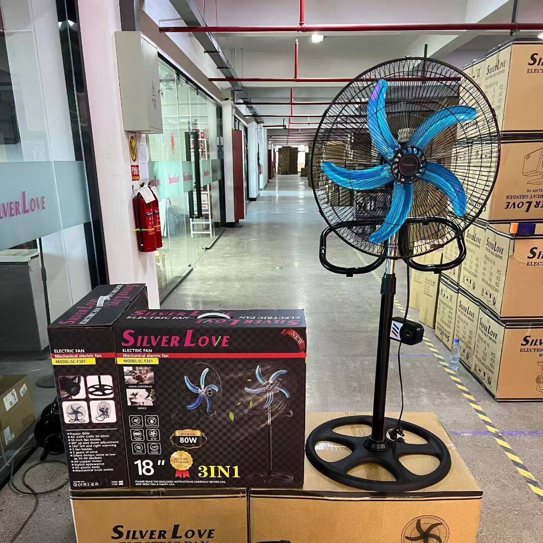 Exportación de comercio exterior 18 pulgadas 3 en 1 gran viento vertical circular sacude cabeza tierra silenciosa ahorro de energía 2025 nuevo ventilador eléctrico