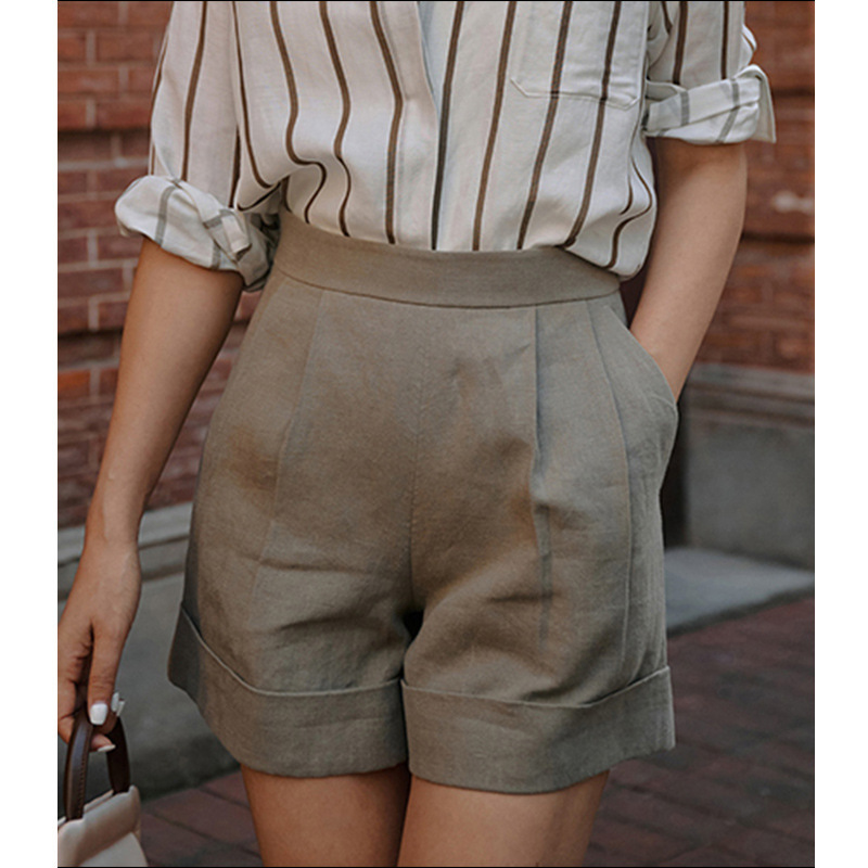 "Memory of Sicily" Series 100 Linen Shorts Women's Early Spring New 2025 Small Three-point Wide Leg Pants