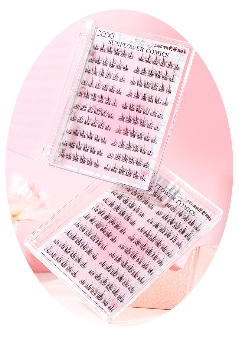xixi Sunflower Comic glue-free False eyelashes 10-row set Large Capacity natural simulation single cluster segmented eyelashes undefined