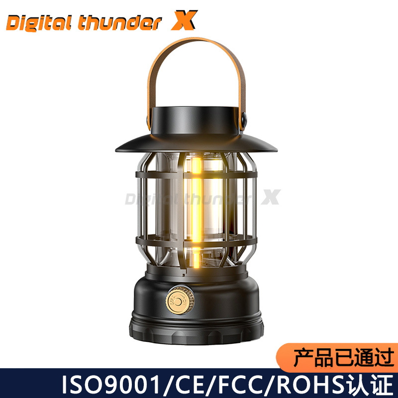 Lámpara de campamento al aire libre casera cob retró caballo lámpara portátil impermeable multifuncional campamento lámpara de tienda de campaña