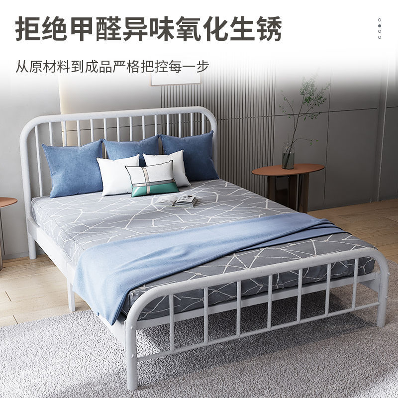 Cama de hierro de 1,5 m Cama para el hogar Cama doble de 1,8x2 m Cama de hierro de alquiler de 1,2/1 m Cama de estudiante al por mayor