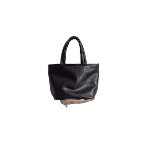 Soft leather handbag women's small bag stylish makeup bag solid color cute mini shoulder bag