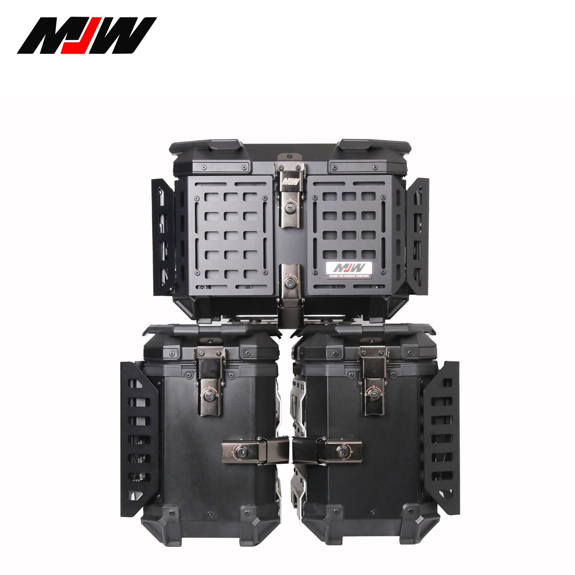 Blindado multifuncional de aleación de aluminio negro tres cajas de motocicleta cajas laterales scooter coche eléctrico ternero maletero