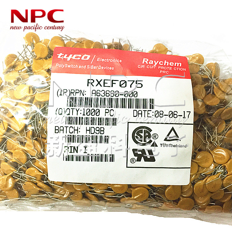 RXEF075 72V 0.75A 750MA PPTC自恢复保险丝TYCO泰科Raychem瑞侃