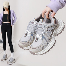 KX216舒适百搭休闲鞋女2025年新款复古时尚网面厚底跑步老爹鞋