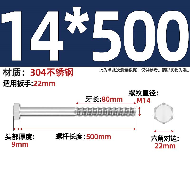 Болт шестигранный Tianzhuo Hardware M14x500 частичная резьба