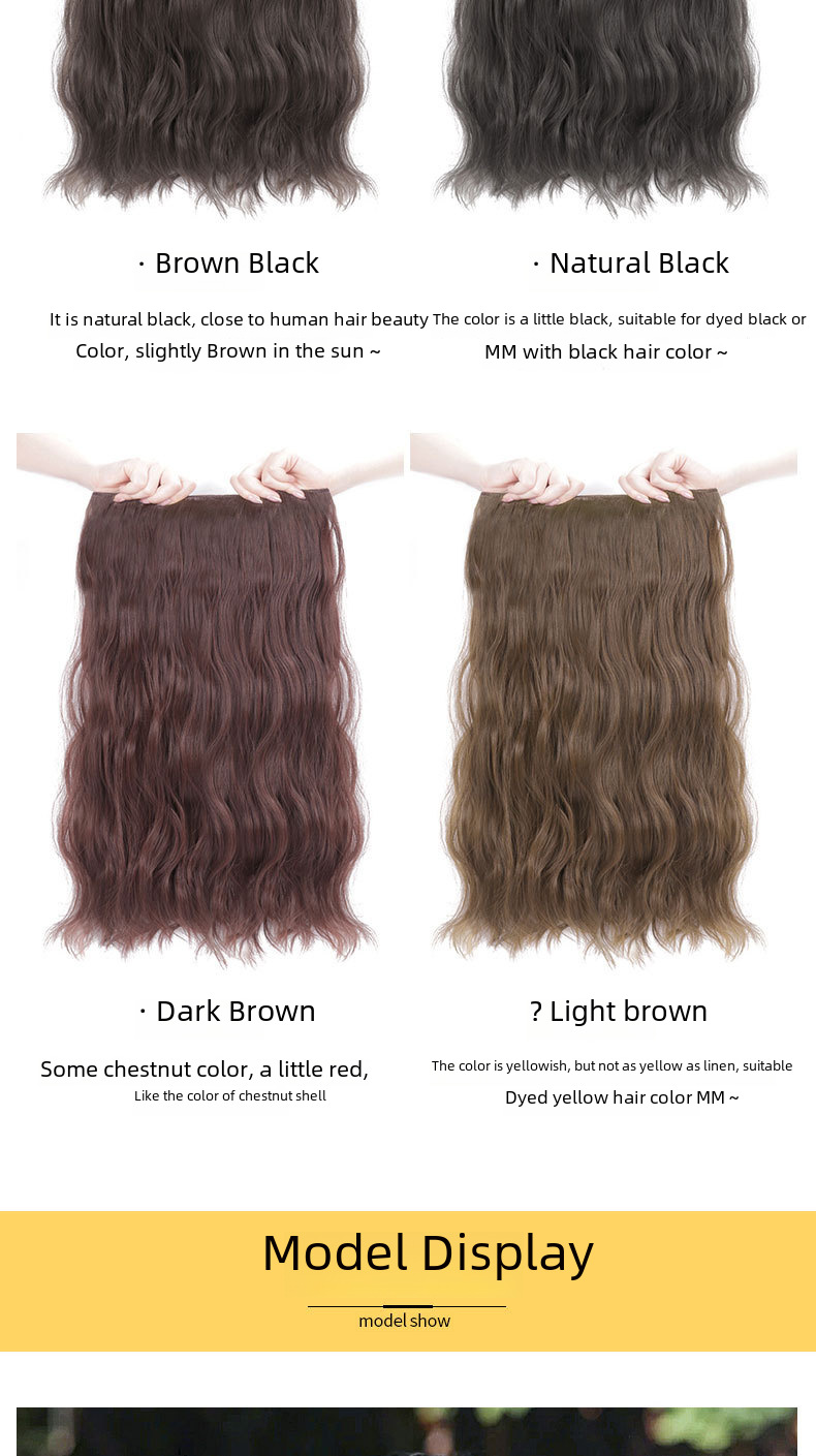 Pruik dames lang haar eendelige waterrimpel pruik onzichtbare naadloze haarverlenging driedelig lang krullend haar grote golf_voghion.com