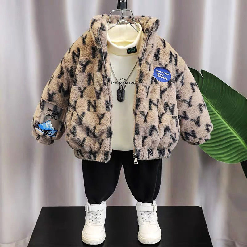 어린이 의류 소년 코트 가을과 겨울 잘 생긴  의 기모 중간 두꺼운 코튼 패딩 코트 아이들의 두꺼운 겨울 코트 유행 코튼 패딩 재킷