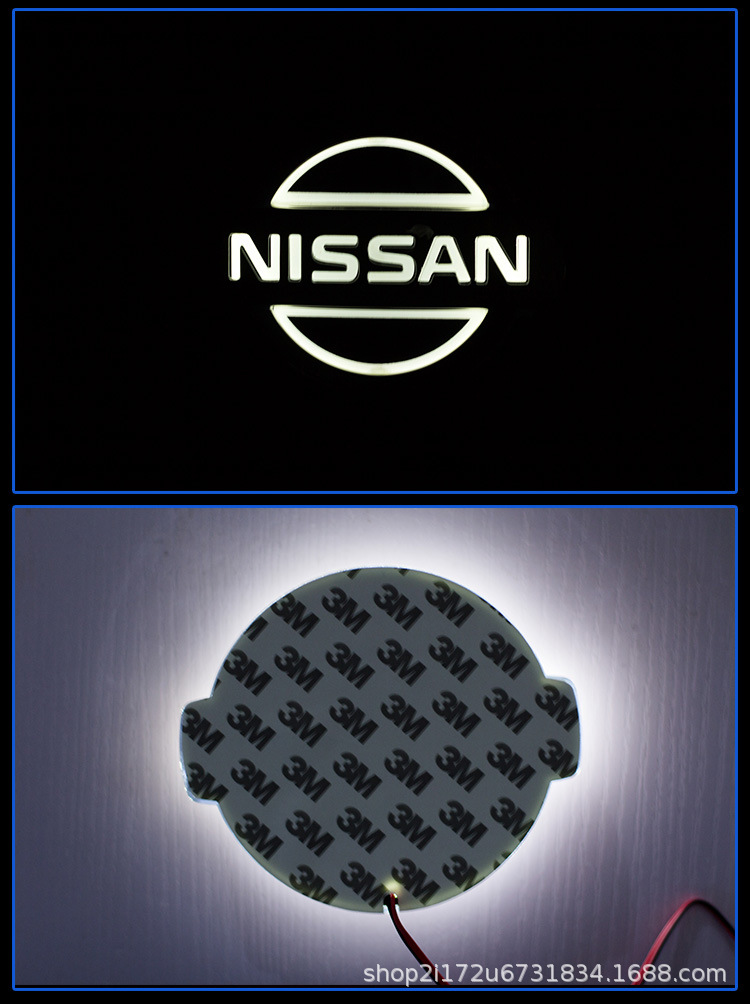 Suitable for 5D Nissan Car Logo Light-Up Led Rear Emblem Lights for X-Trail, Patrol, Tiida, Livina, and Duke