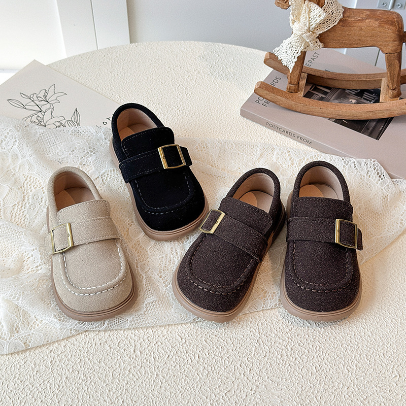 2025 Autumn Soft Sole Lazy Versatile Fashion Suede Retro Slip-On Thick Sole Loafers with Belt Buckle